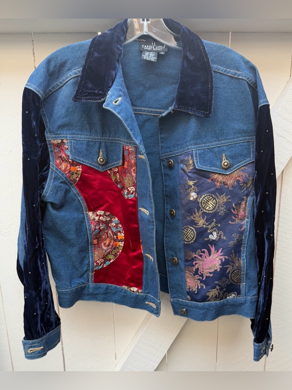 Vintage Carole Little Denim Jacket Patcheork  Panels size 10p